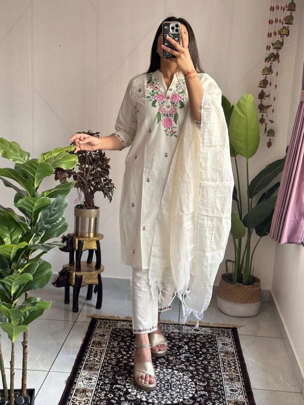 New Khadi Cotton Kurti set (Top-Bottom-Dupatta 3 pcs)* 5