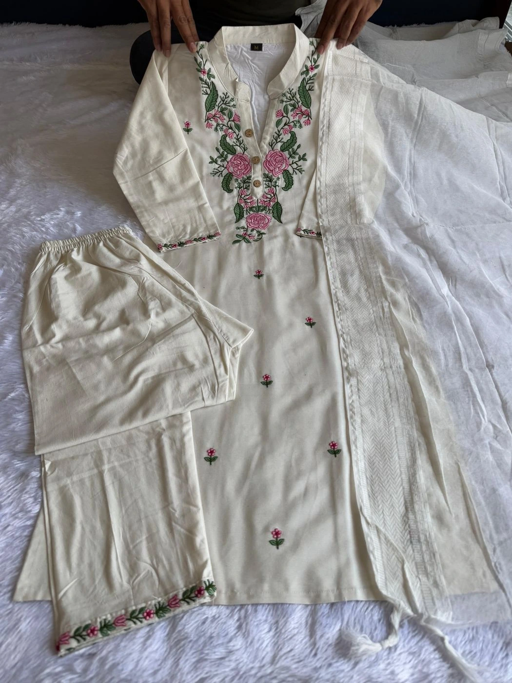 New Khadi Cotton Kurti set (Top-Bottom-Dupatta 3 pcs)* 6
