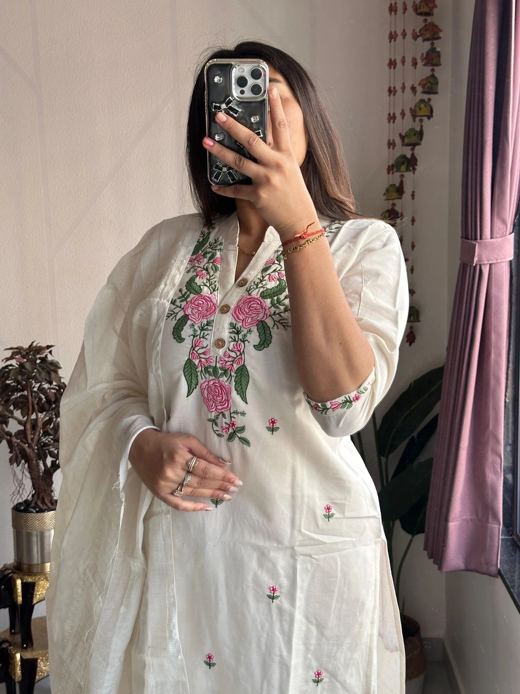 New Khadi Cotton Kurti set (Top-Bottom-Dupatta 3 pcs)* 7