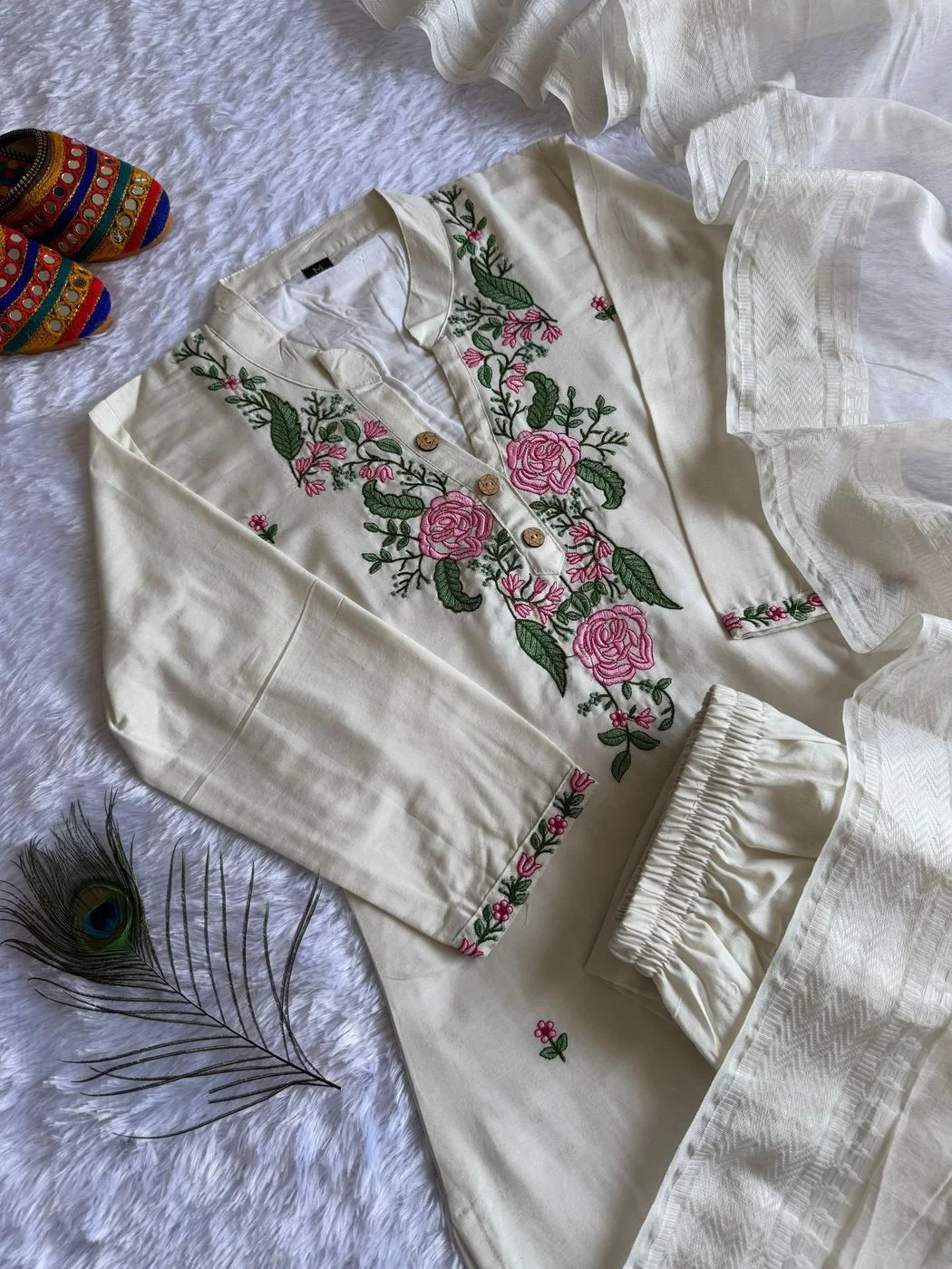 New Khadi Cotton Kurti set (Top-Bottom-Dupatta 3 pcs)* 8