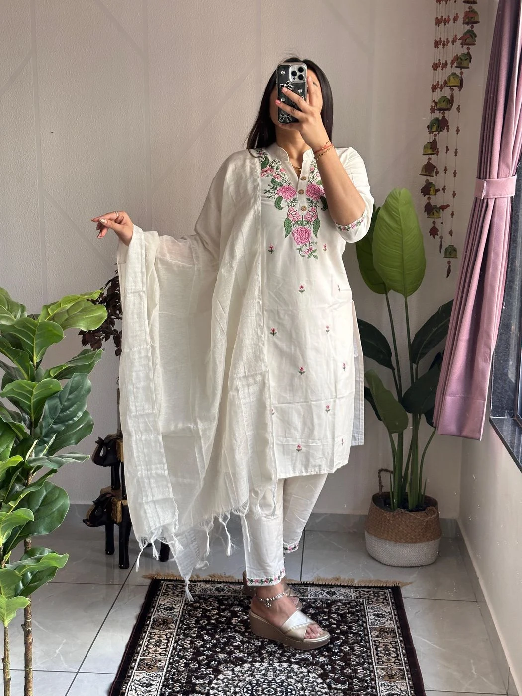 New Khadi Cotton Kurti set (Top-Bottom-Dupatta 3 pcs)* 9