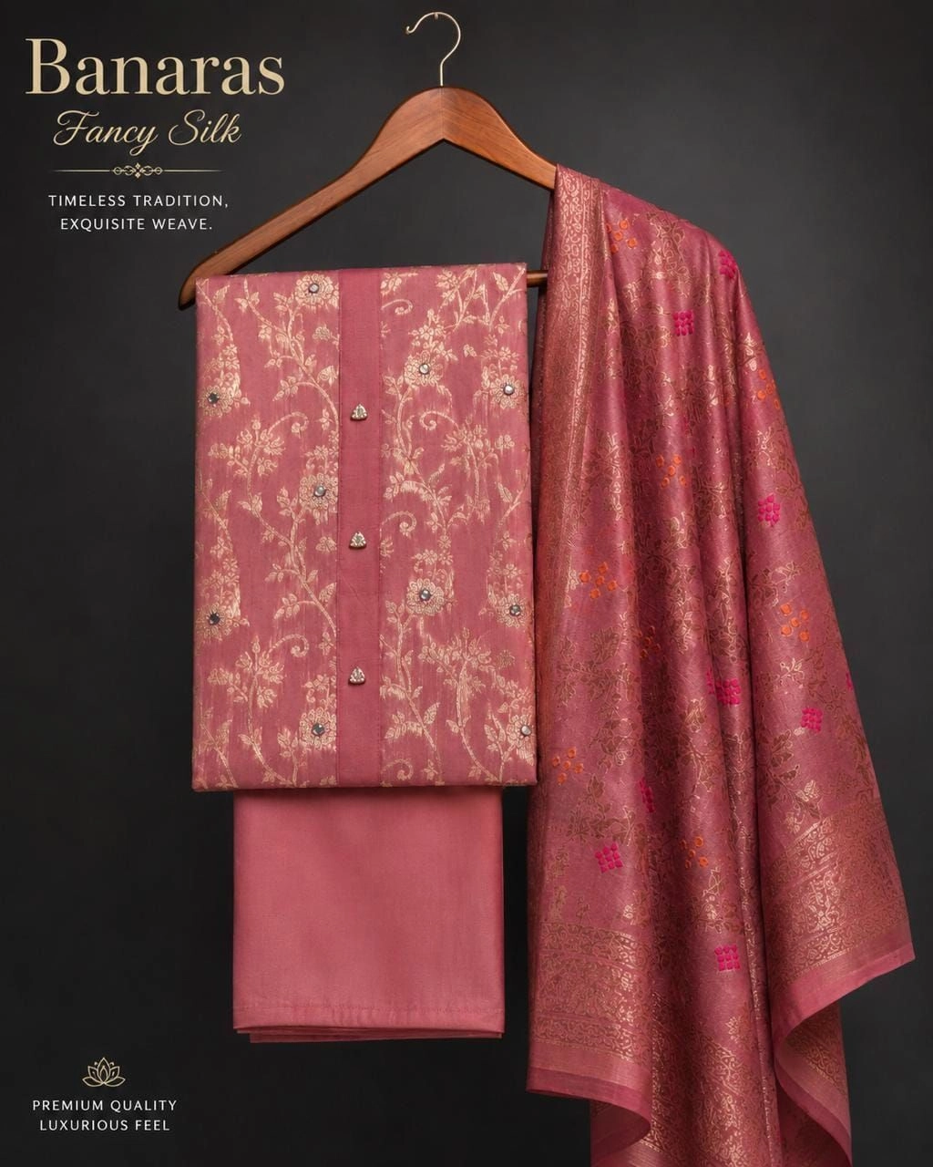 👘Pure banarasi silk neck tie patch with button daman fancy border 4
