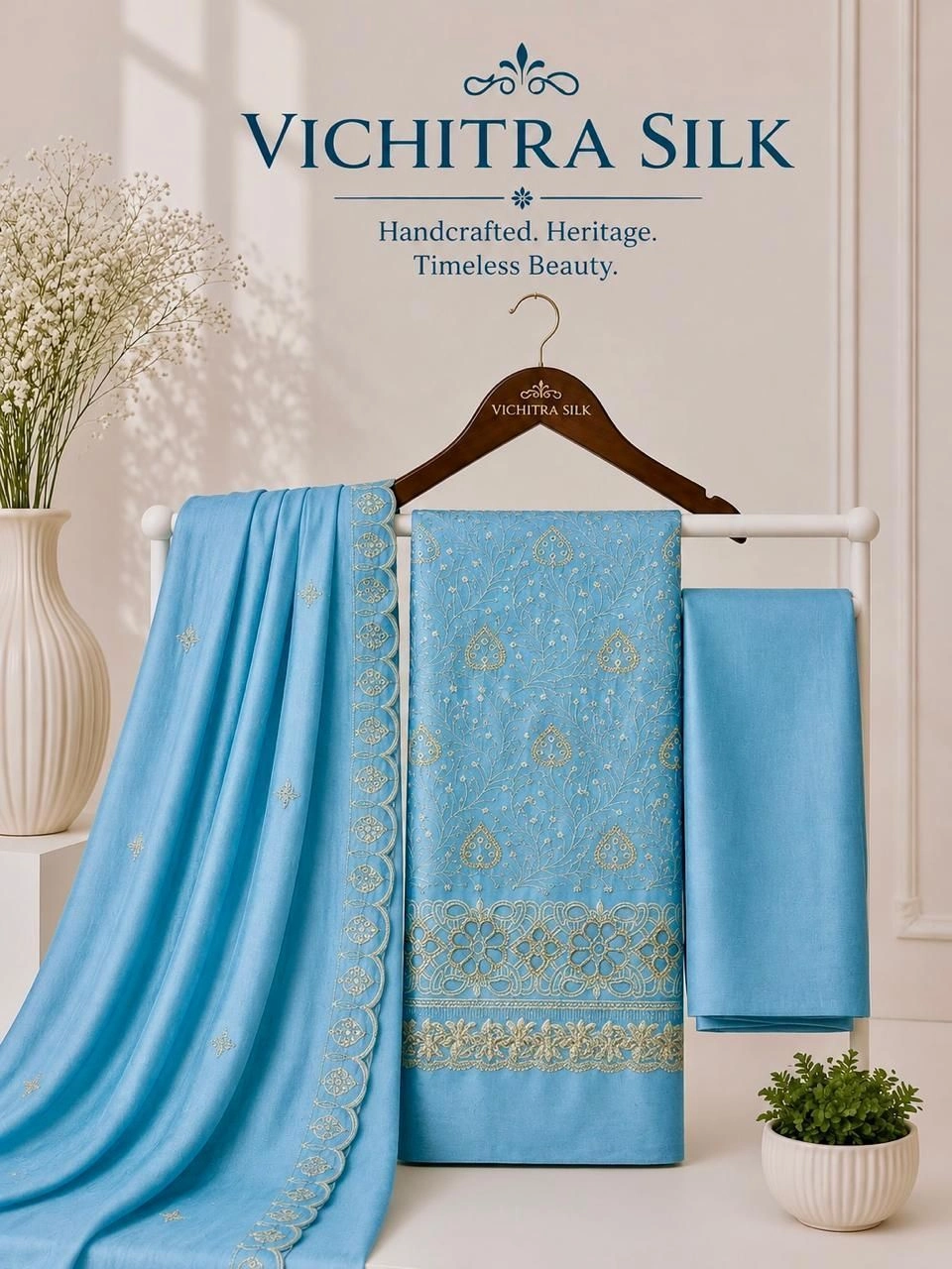 VICHITRA SILK FULL WORK DAMAN WORK WITH LINING 1