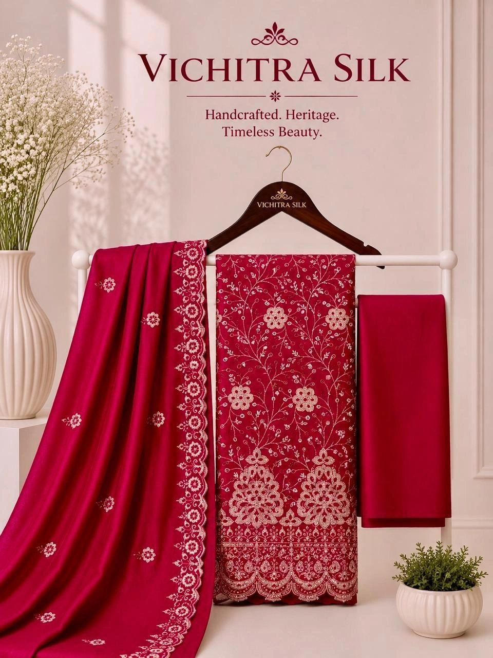 VICHITRA SILK FULL WORK DAMAN WORK WITH LINING 4
