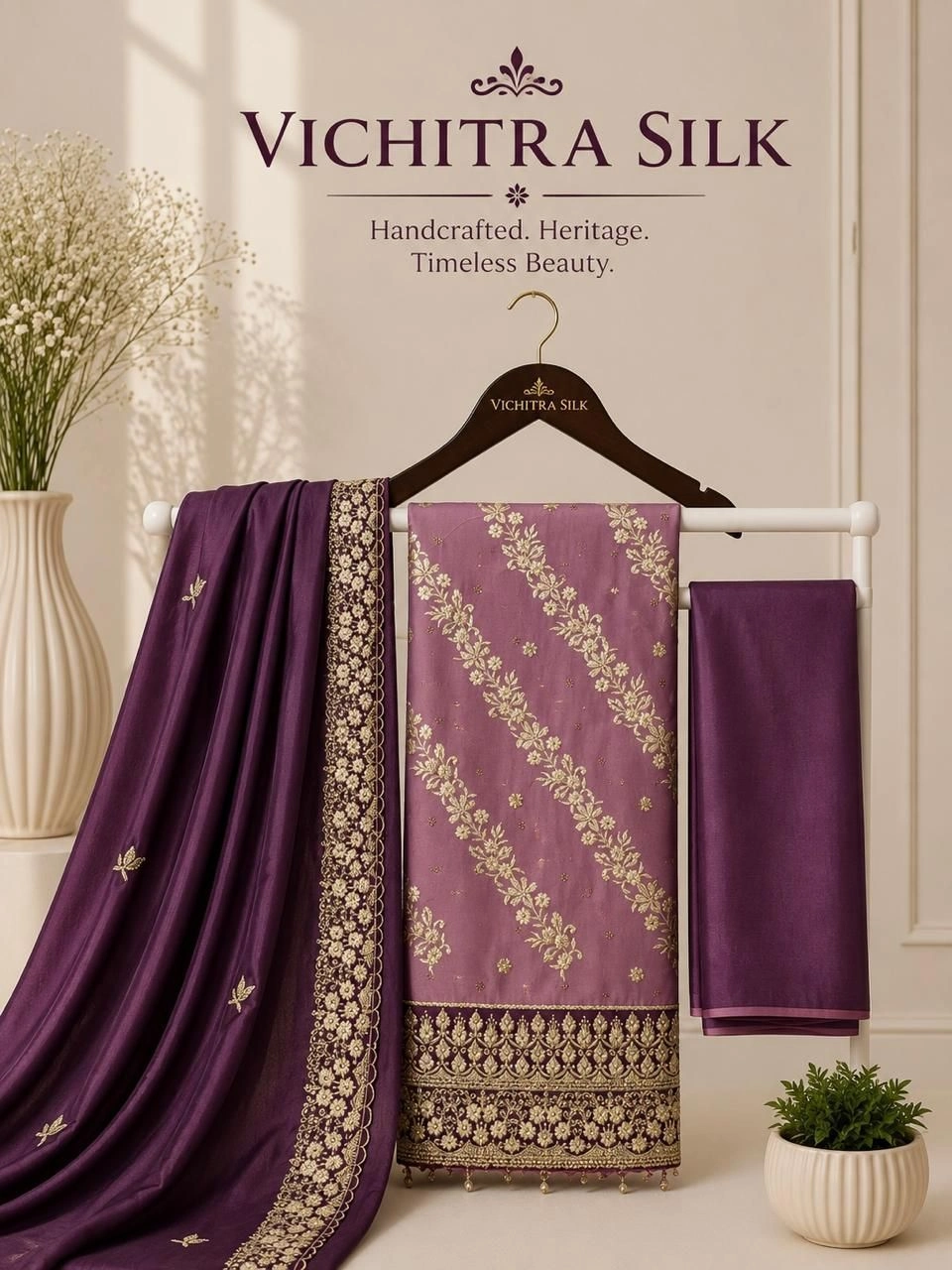 VICHITRA SILK FULL WORK DAMAN WORK WITH LINING 7