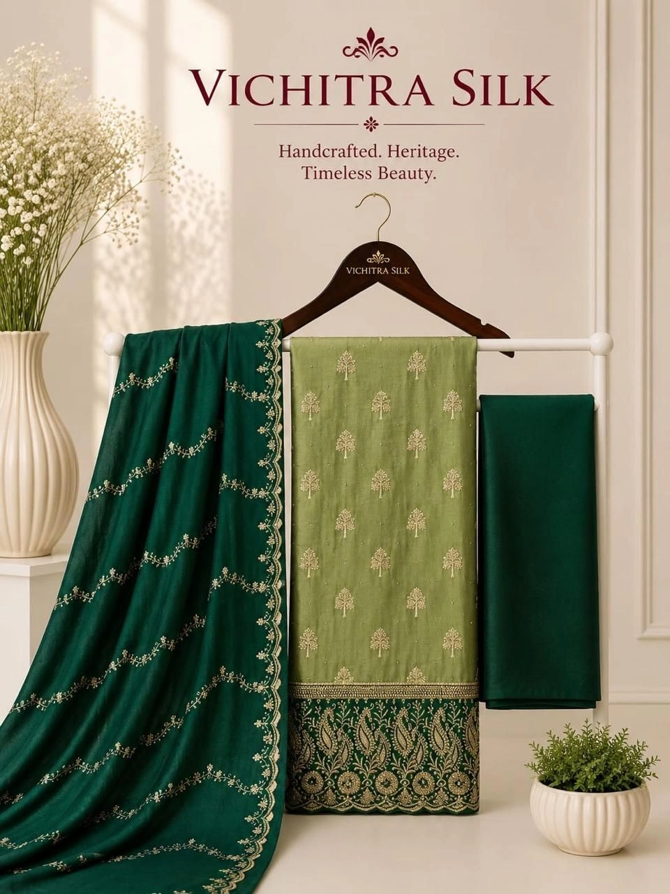 VICHITRA SILK FULL WORK DAMAN WORK WITH LINING 9