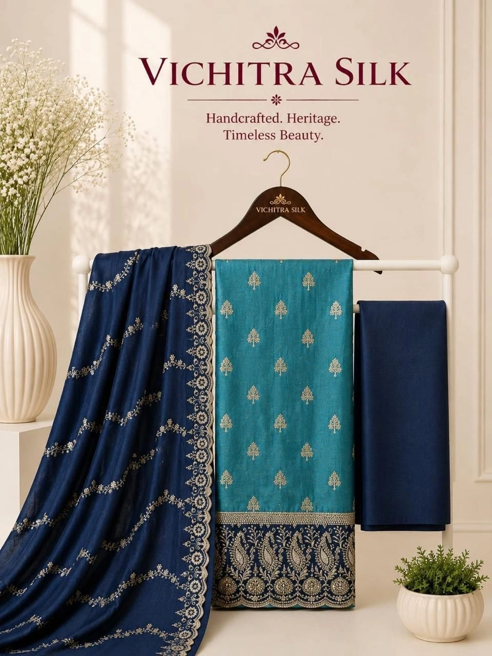 VICHITRA SILK FULL WORK DAMAN WORK WITH LINING 10