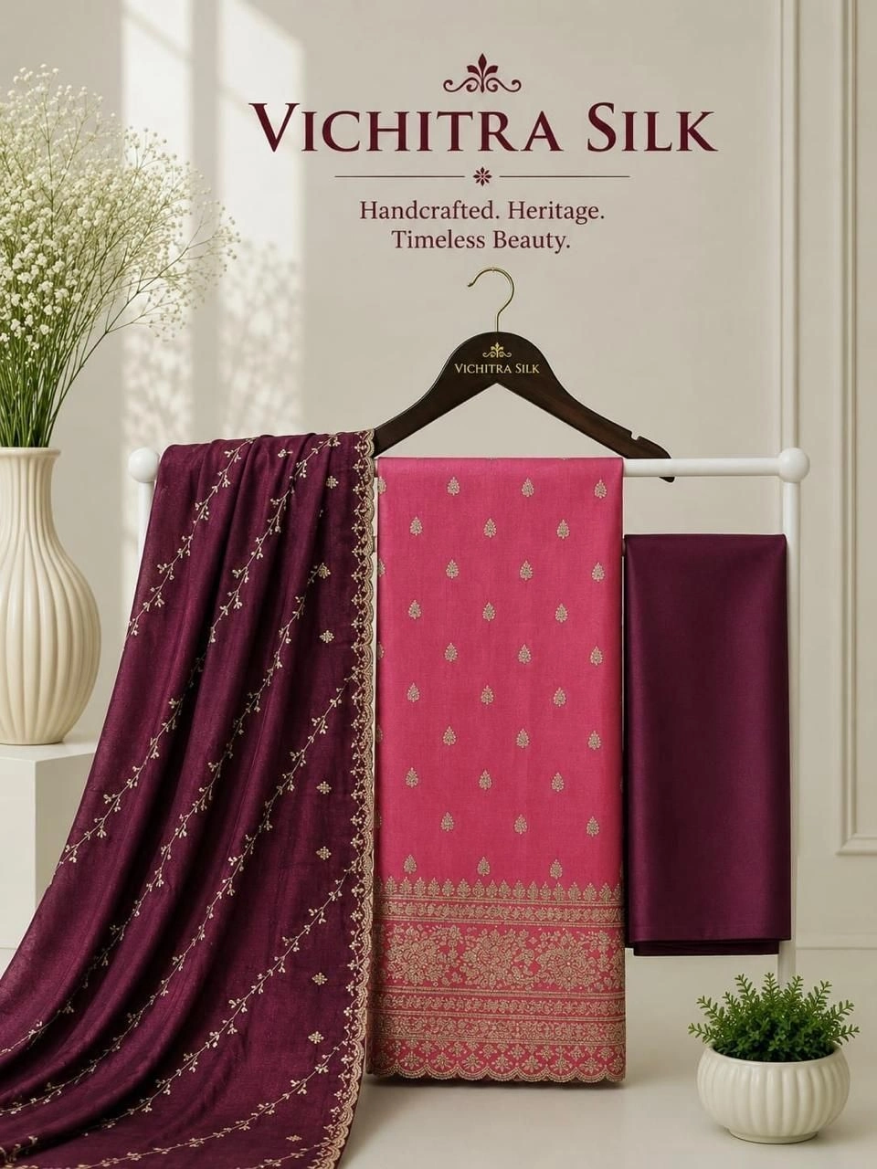 VICHITRA SILK FULL WORK DAMAN WORK WITH LINING 11
