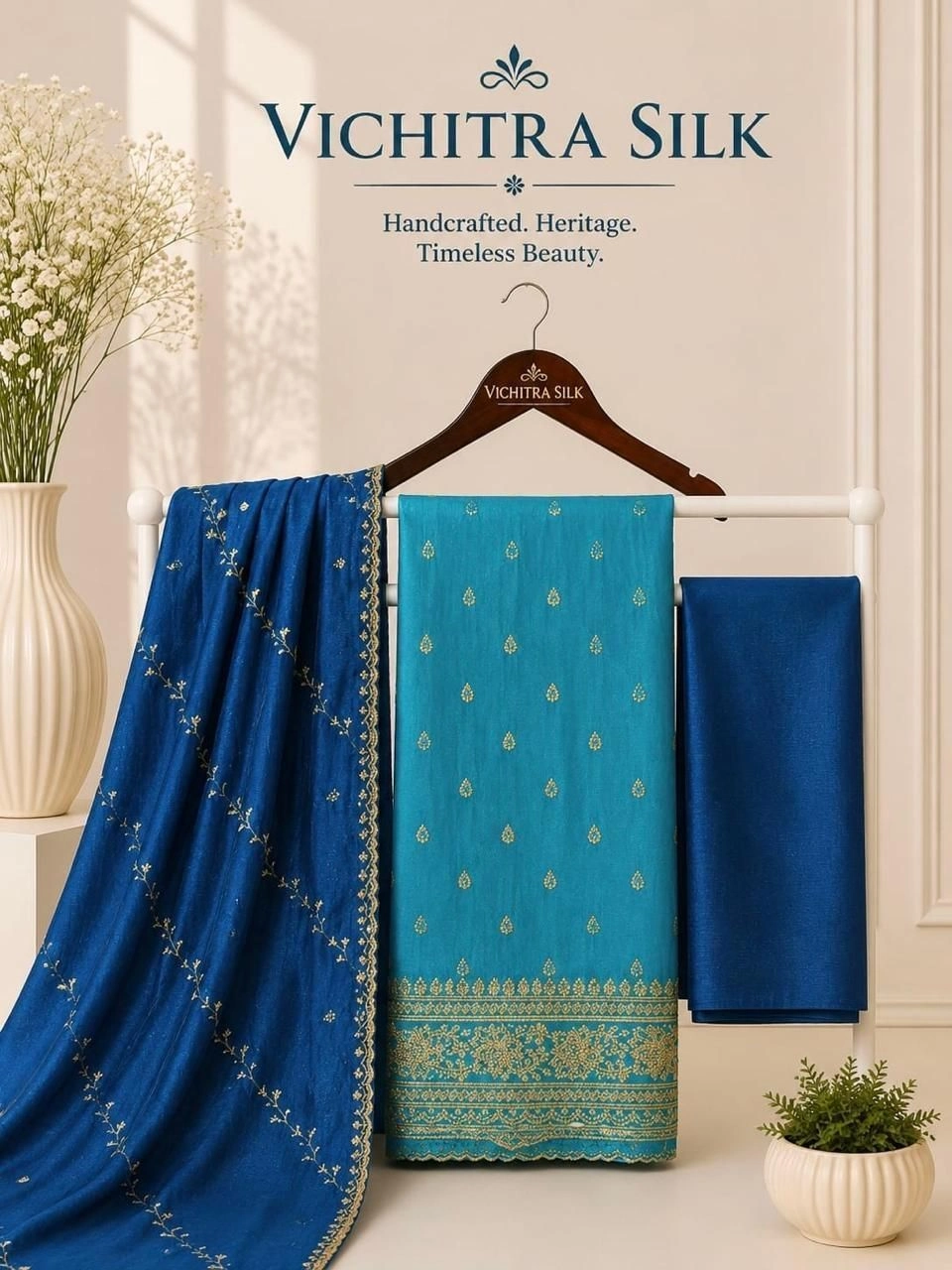 VICHITRA SILK FULL WORK DAMAN WORK WITH LINING 12