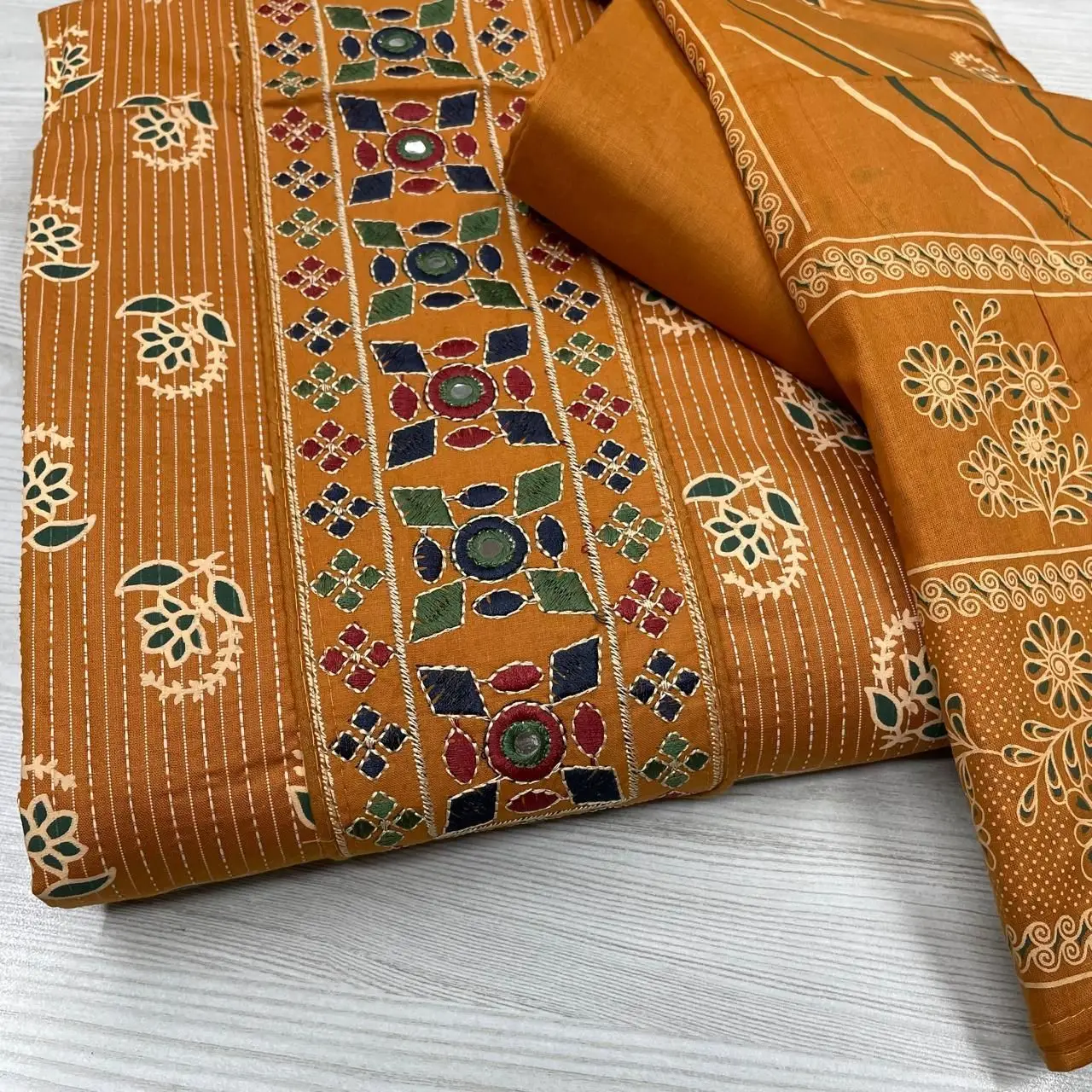 Cotton Handmade Designer Embroidery Work Dress Material 1
