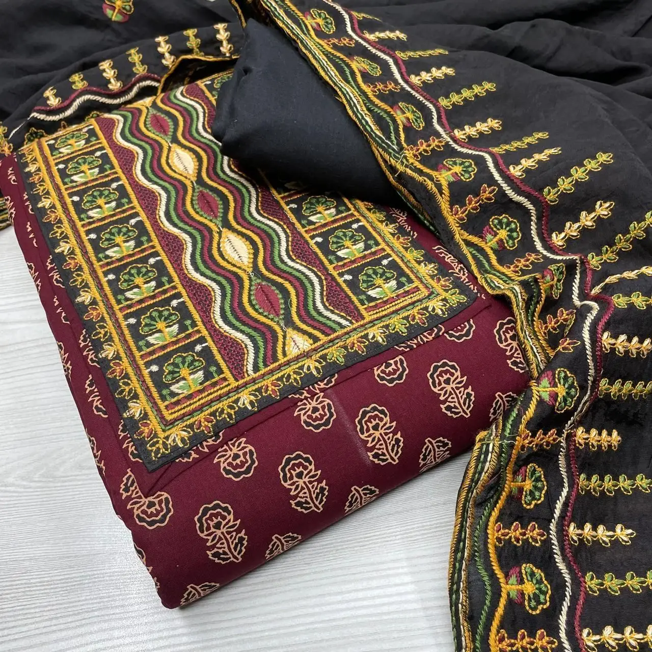 Cotton Handmade Designer Embroidery Work Dress Material 7