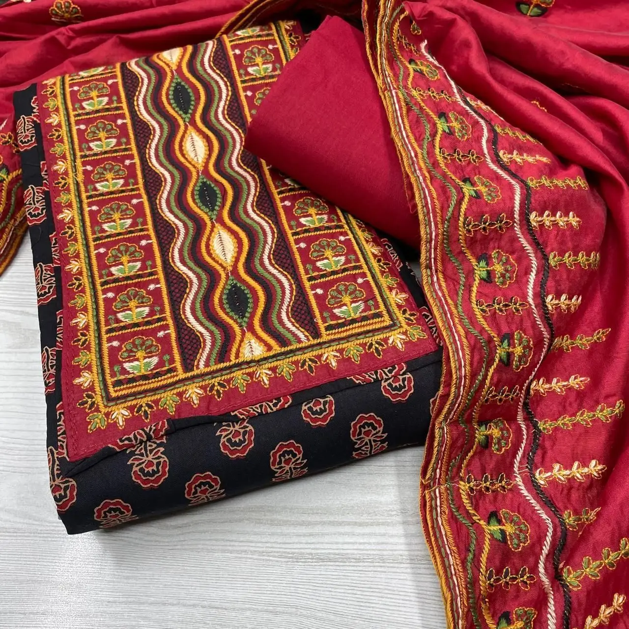 Cotton Handmade Designer Embroidery Work Dress Material 8