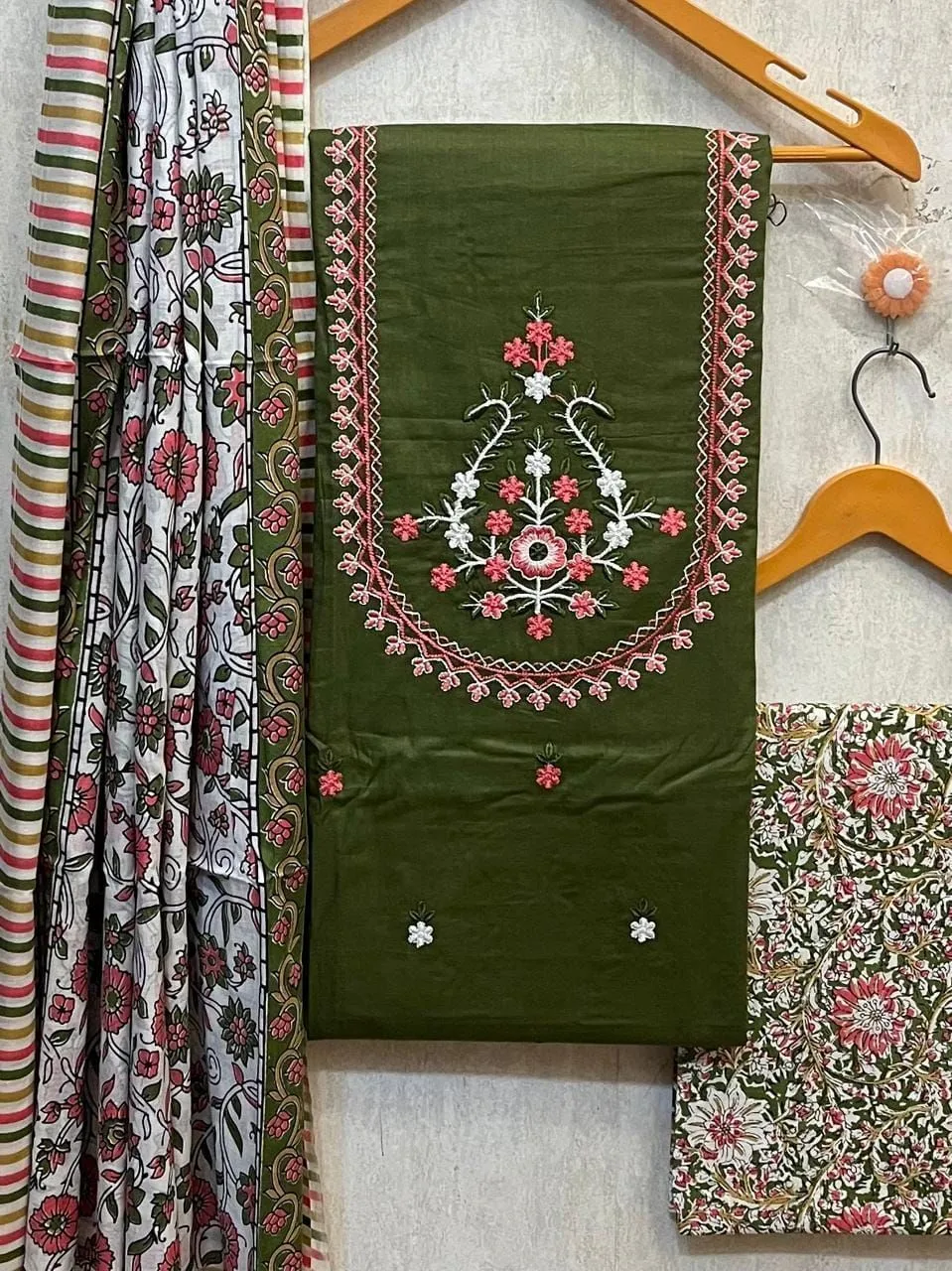 COTTON print with neck work DRESS MATERIAL 1