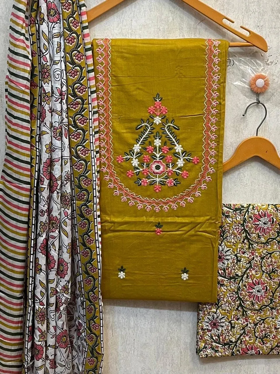 COTTON print with neck work DRESS MATERIAL 2
