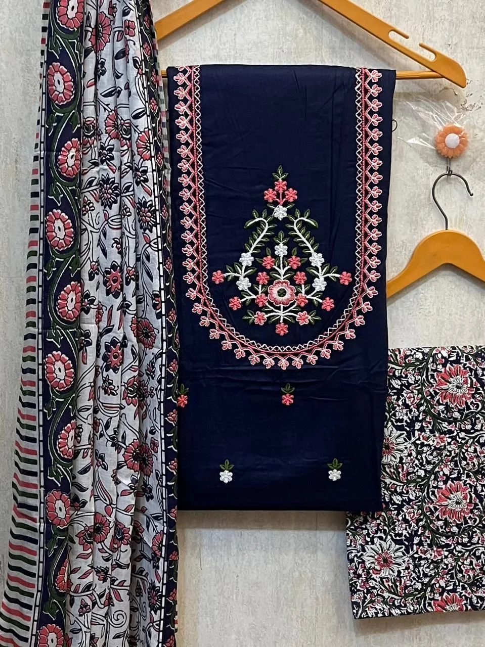 COTTON print with neck work DRESS MATERIAL 3