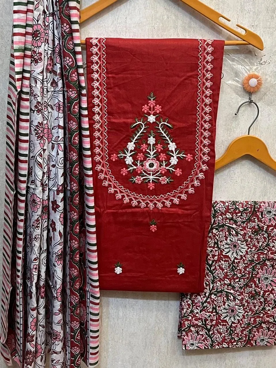 COTTON print with neck work DRESS MATERIAL 4