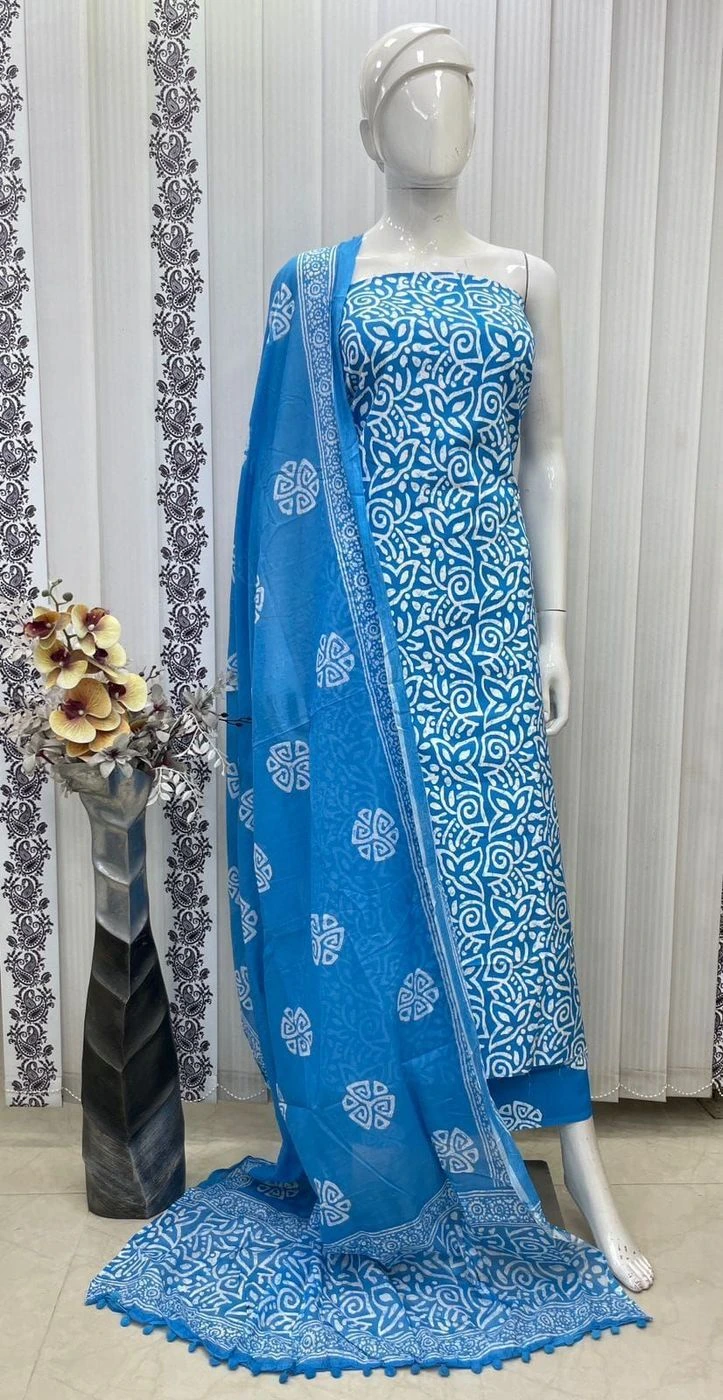 Pure cotton with batik print dress material 4