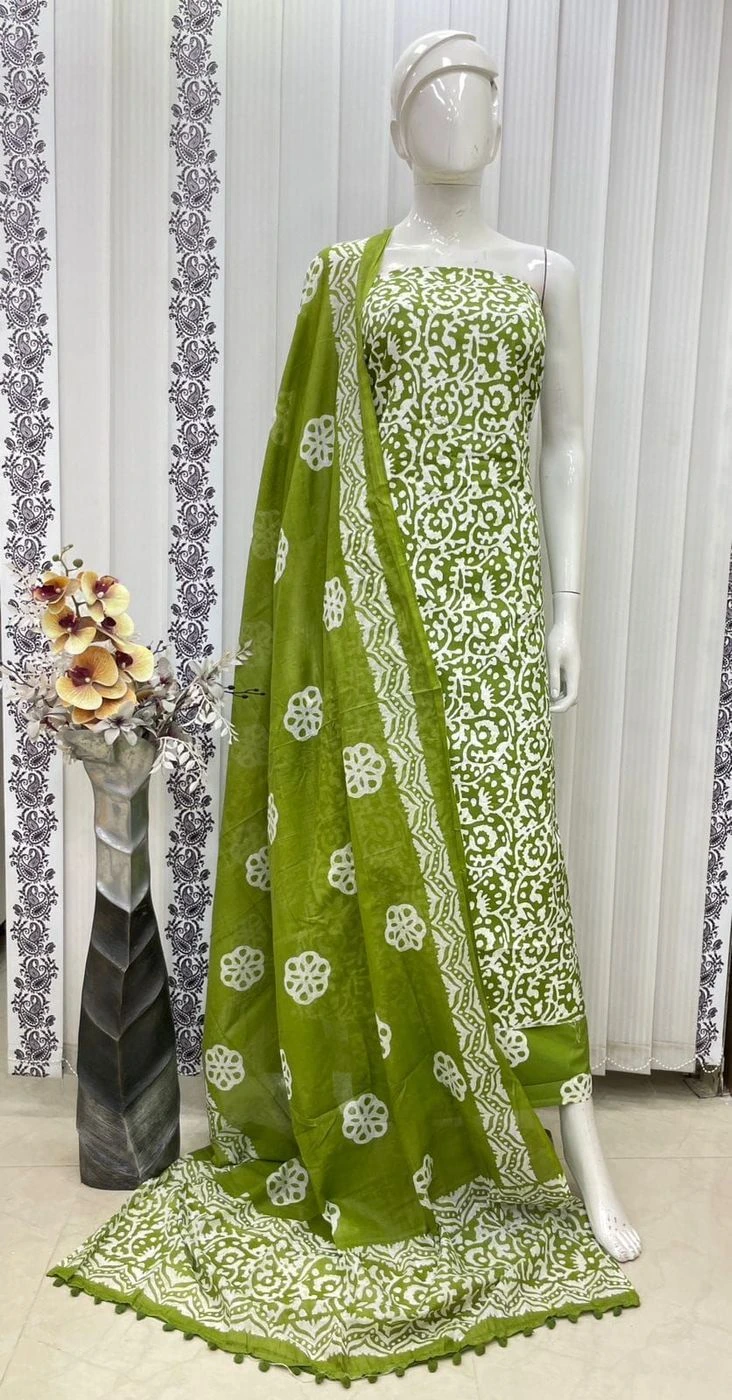 Pure cotton with batik print dress material 5