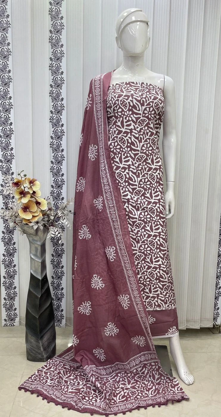 Pure cotton with batik print dress material 7