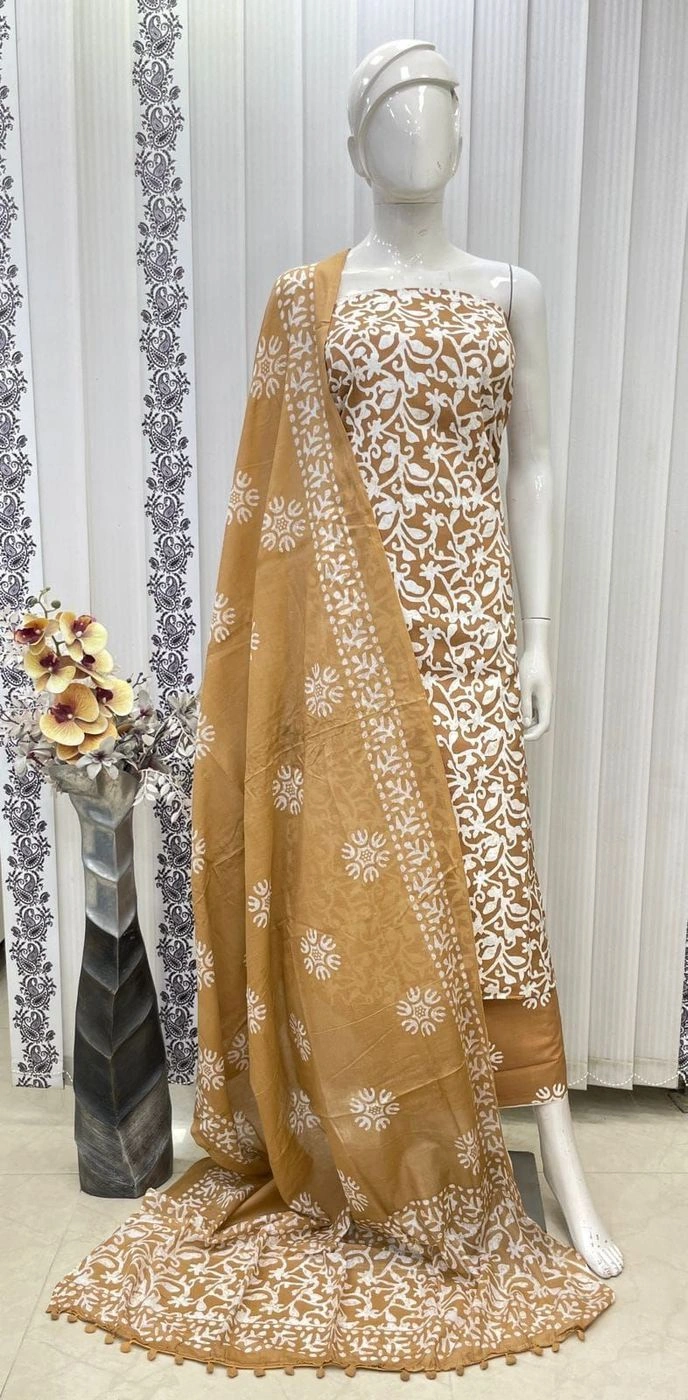 Pure cotton with batik print dress material 8