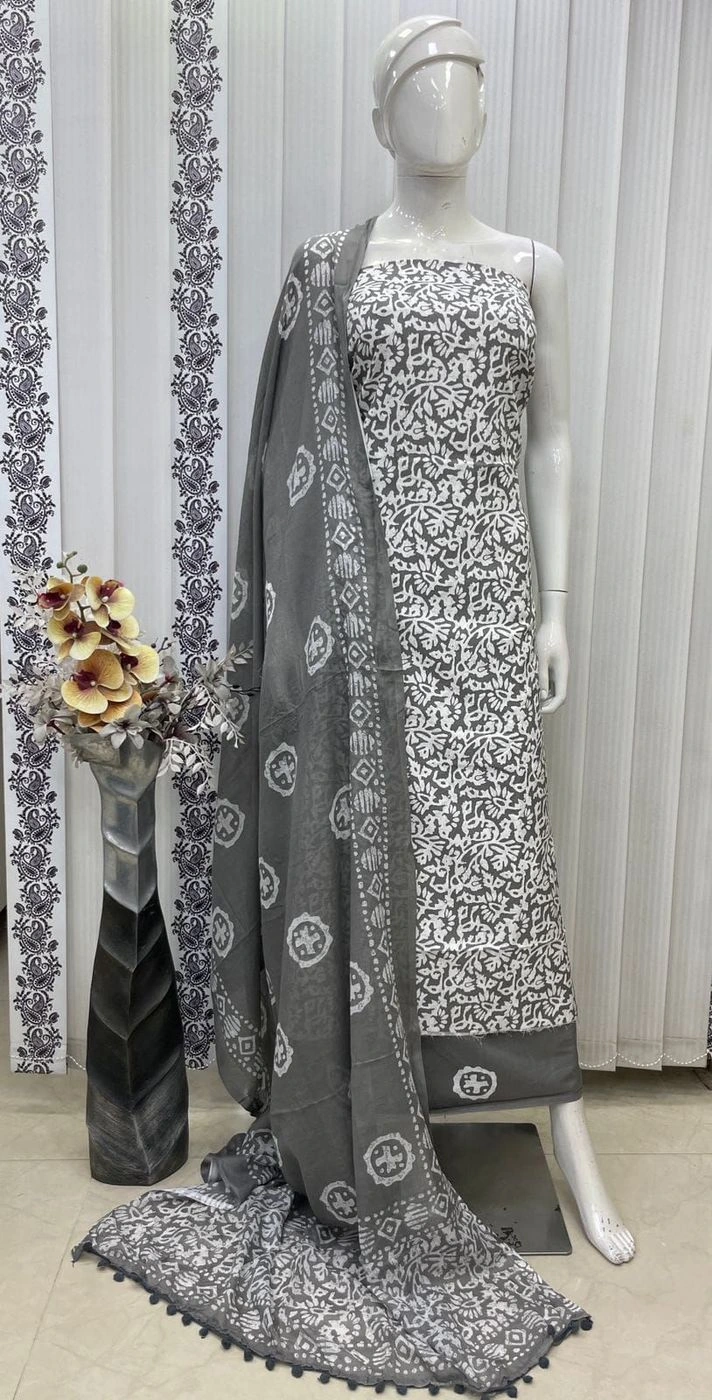 Pure cotton with batik print dress material 9