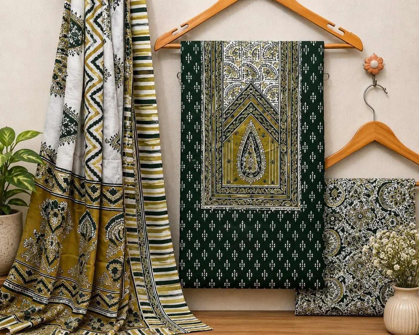 Jaipuri cotton print with neck work DRESS MATERIAL 2