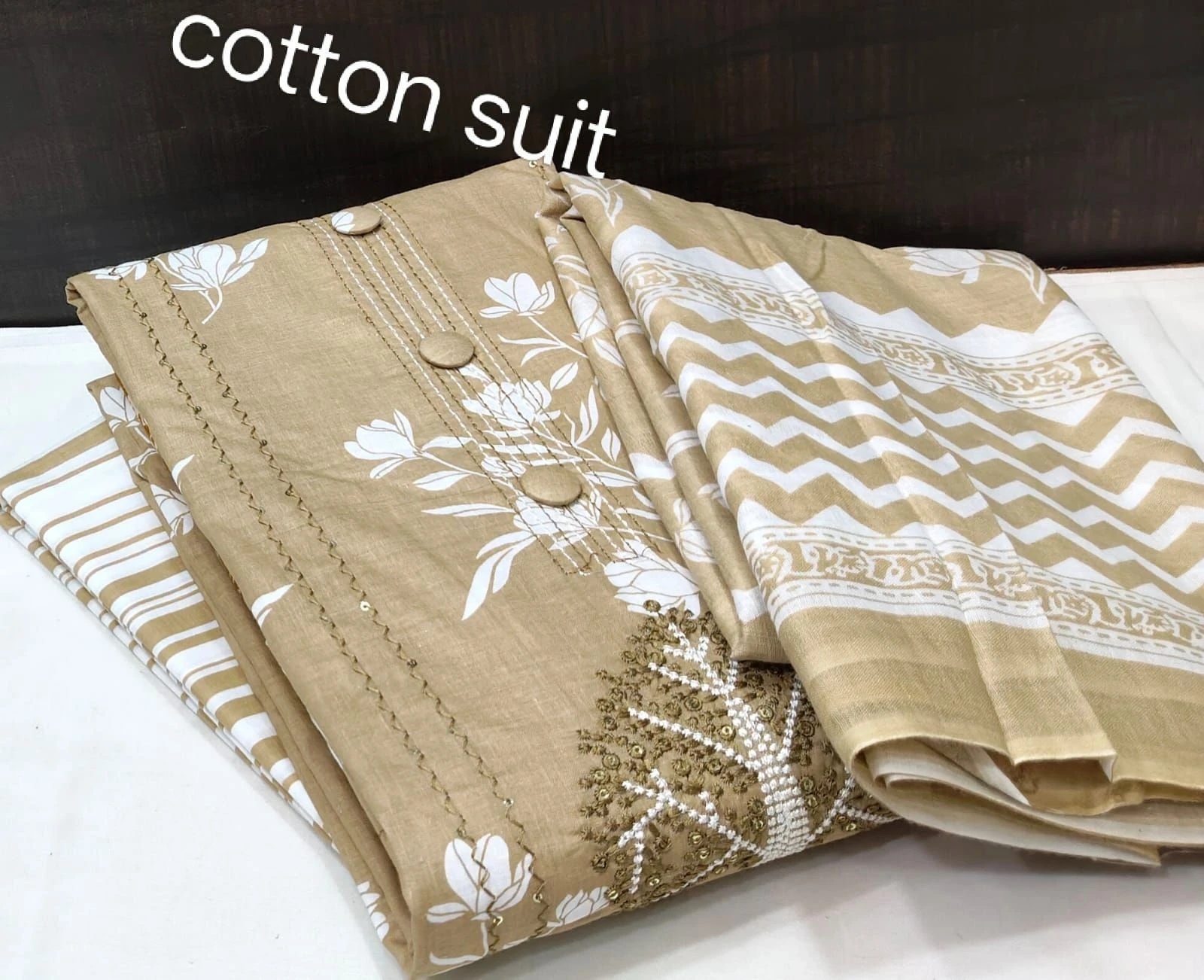 Jaipuri cotton print with neck work DRESS MATERIAL 10