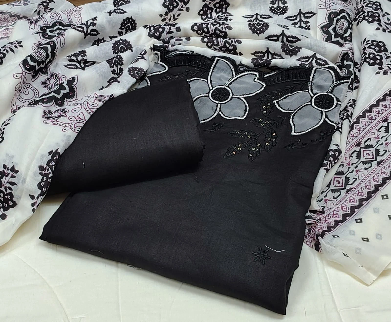 Jaipuri cotton print with neck work DRESS MATERIAL 12