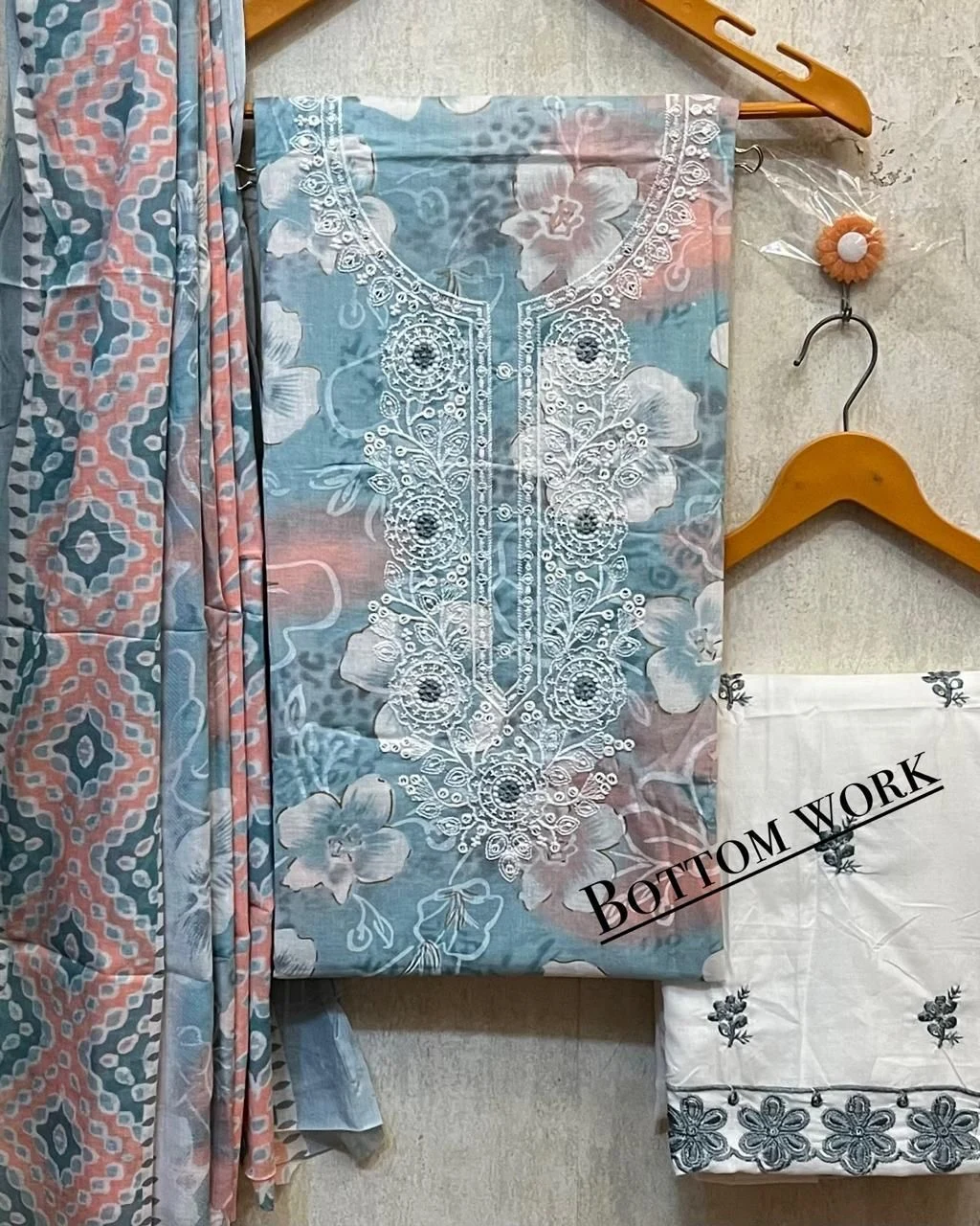 Jaipuri cotton print with neck work DRESS MATERIAL 14