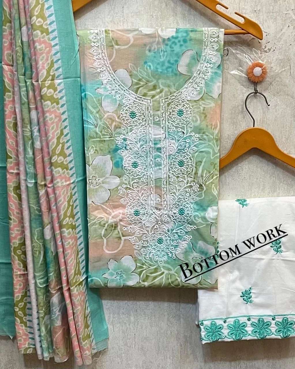 Jaipuri cotton print with neck work DRESS MATERIAL 18