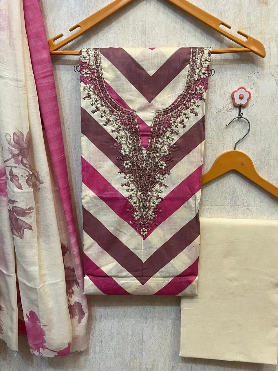 Jaipuri cotton print with neck work DRESS MATERIAL 20