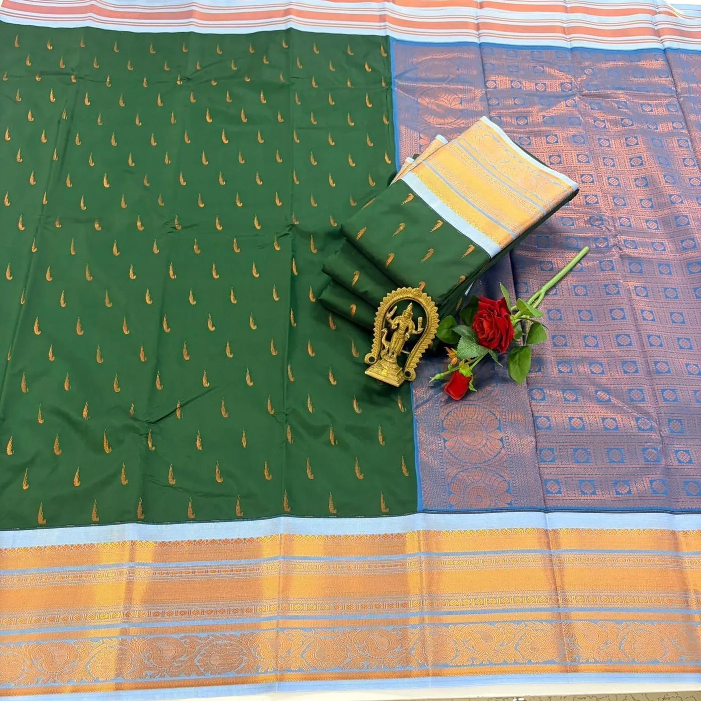*SEMI KANCHIVARAM KORAVAI KOTTANJI BORDER  SAREES* 2