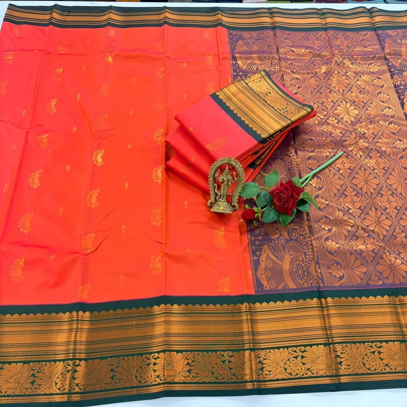 *SEMI KANCHIVARAM KORAVAI KOTTANJI BORDER  SAREES* 5