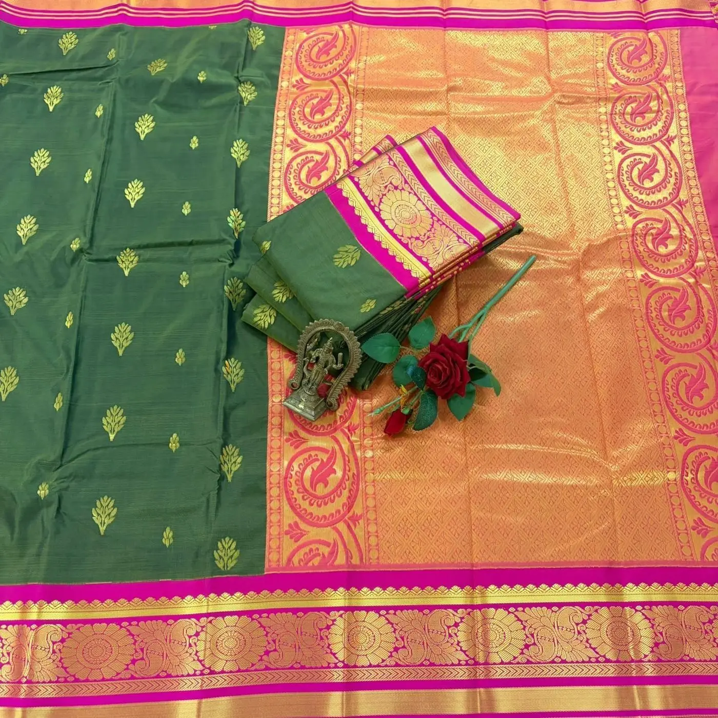 *SEMI KANCHIVARAM KORAVAI KOTTANJI BORDER  SAREES* 9