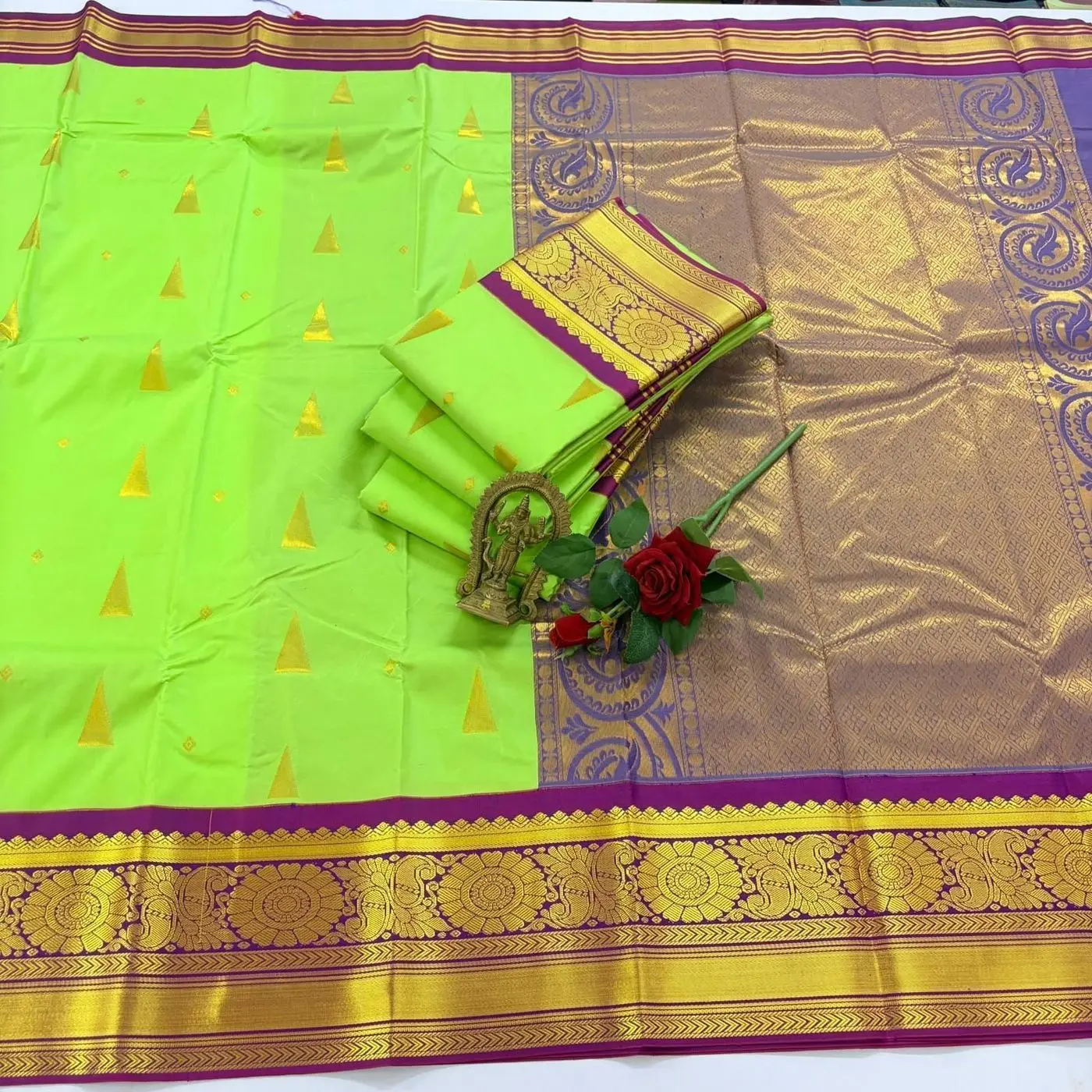 *SEMI KANCHIVARAM KORAVAI KOTTANJI BORDER  SAREES* 13