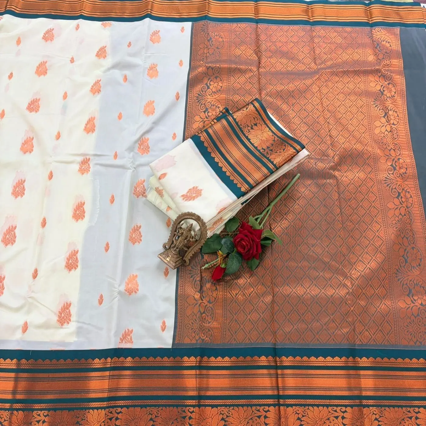 *SEMI KANCHIVARAM KORAVAI KOTTANJI BORDER  SAREES* 15