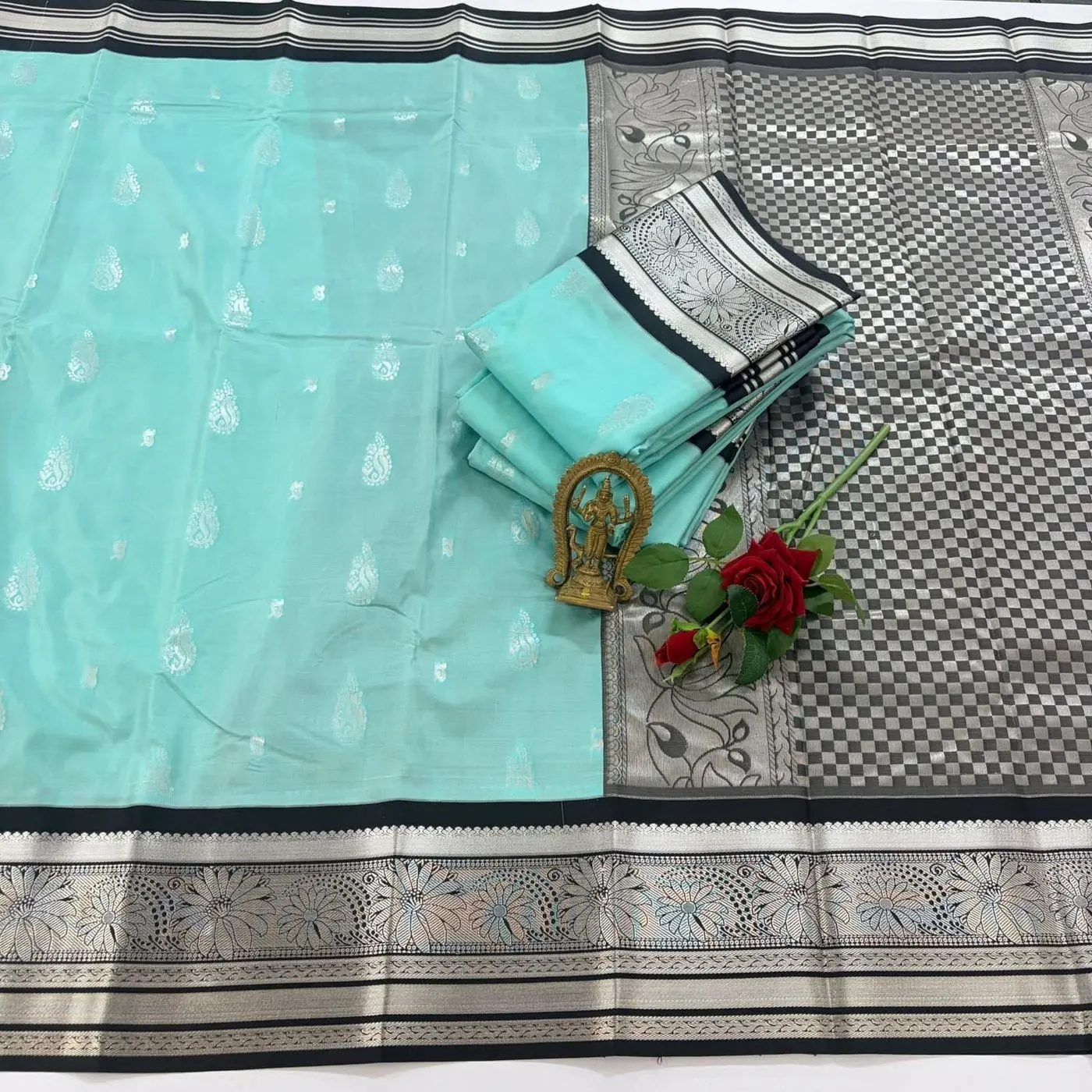 *SEMI KANCHIVARAM KORAVAI KOTTANJI BORDER  SAREES* 16