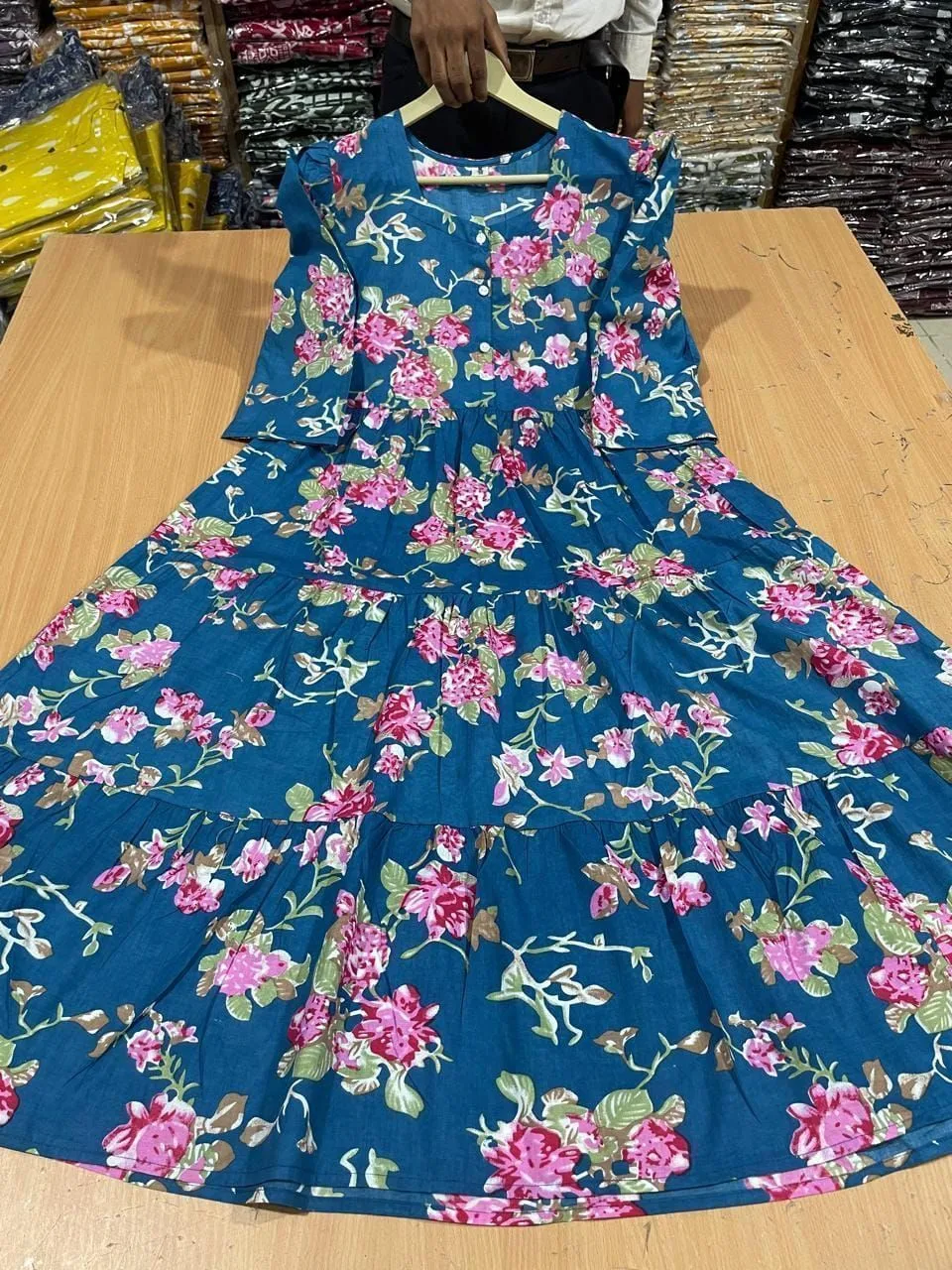Cotton Midi-Full Printed And Square neck With Button in Font* 13
