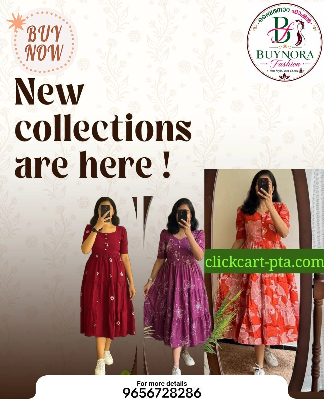 Cotton Midi-Full Printed And Square neck With Button in Font* 14