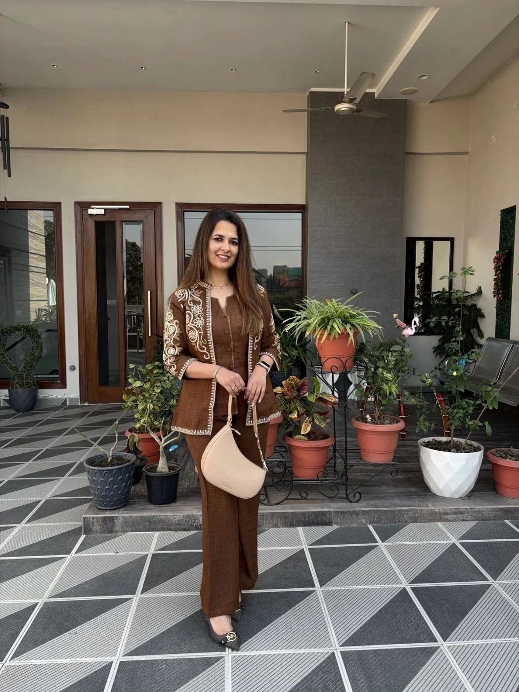 A stunning three-piece outfit for Party/Office use. 4