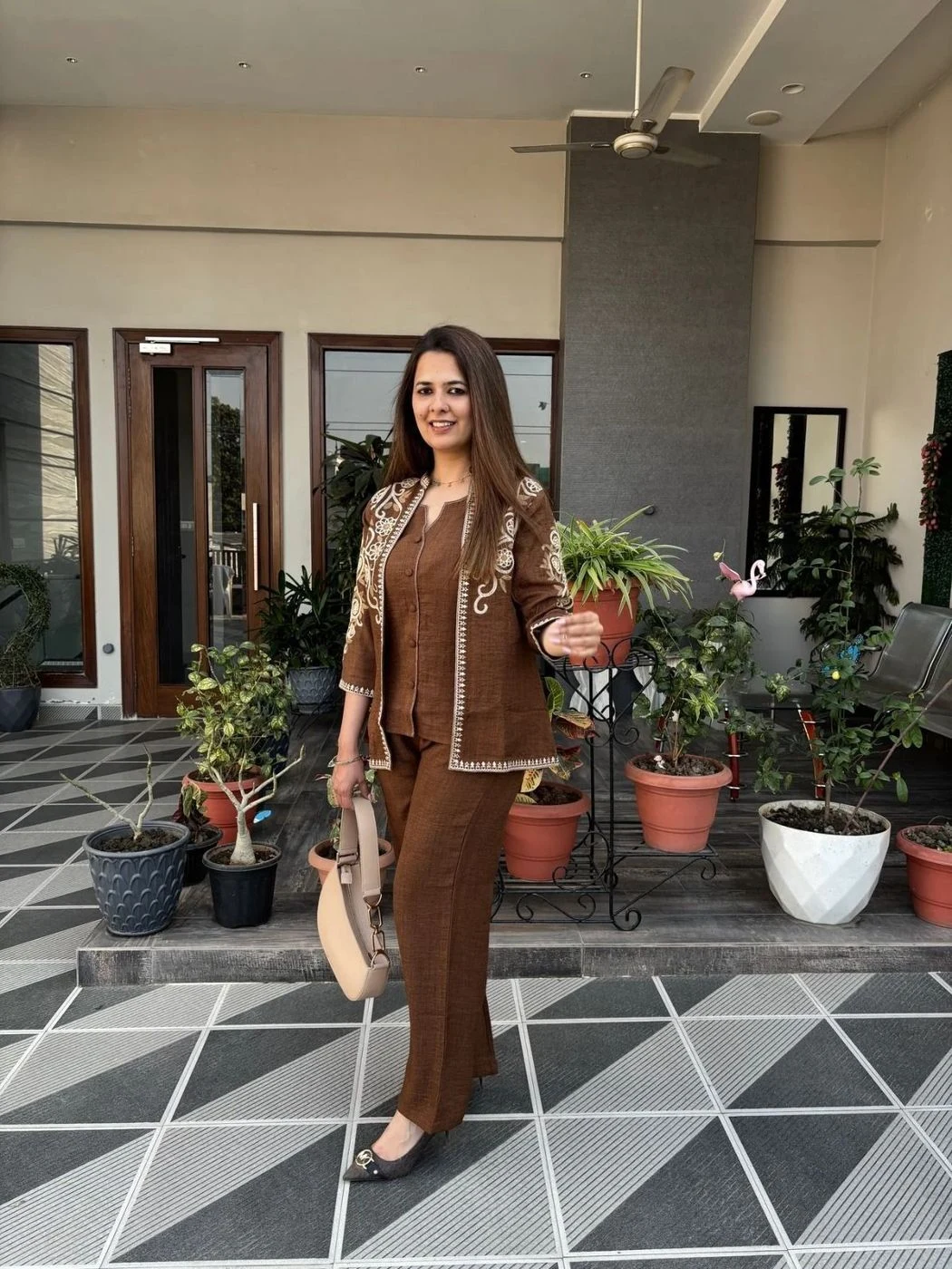 A stunning three-piece outfit for Party/Office use. 7