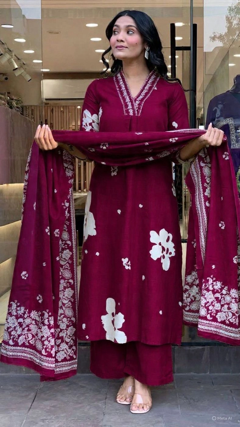 *Beautiful Cotton 3 PC 60*60 Kurtis with Mulmal duptta* 2