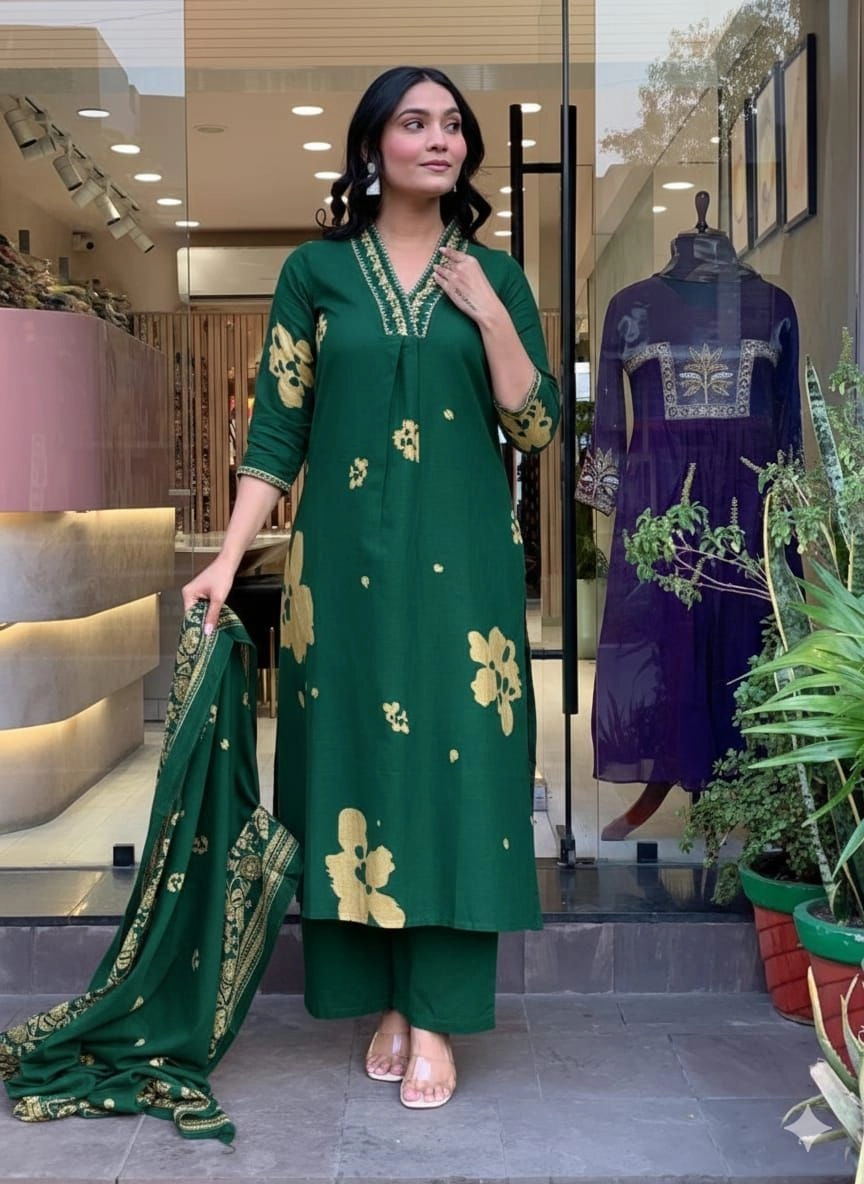 *Beautiful Cotton 3 PC 60*60 Kurtis with Mulmal duptta* 4