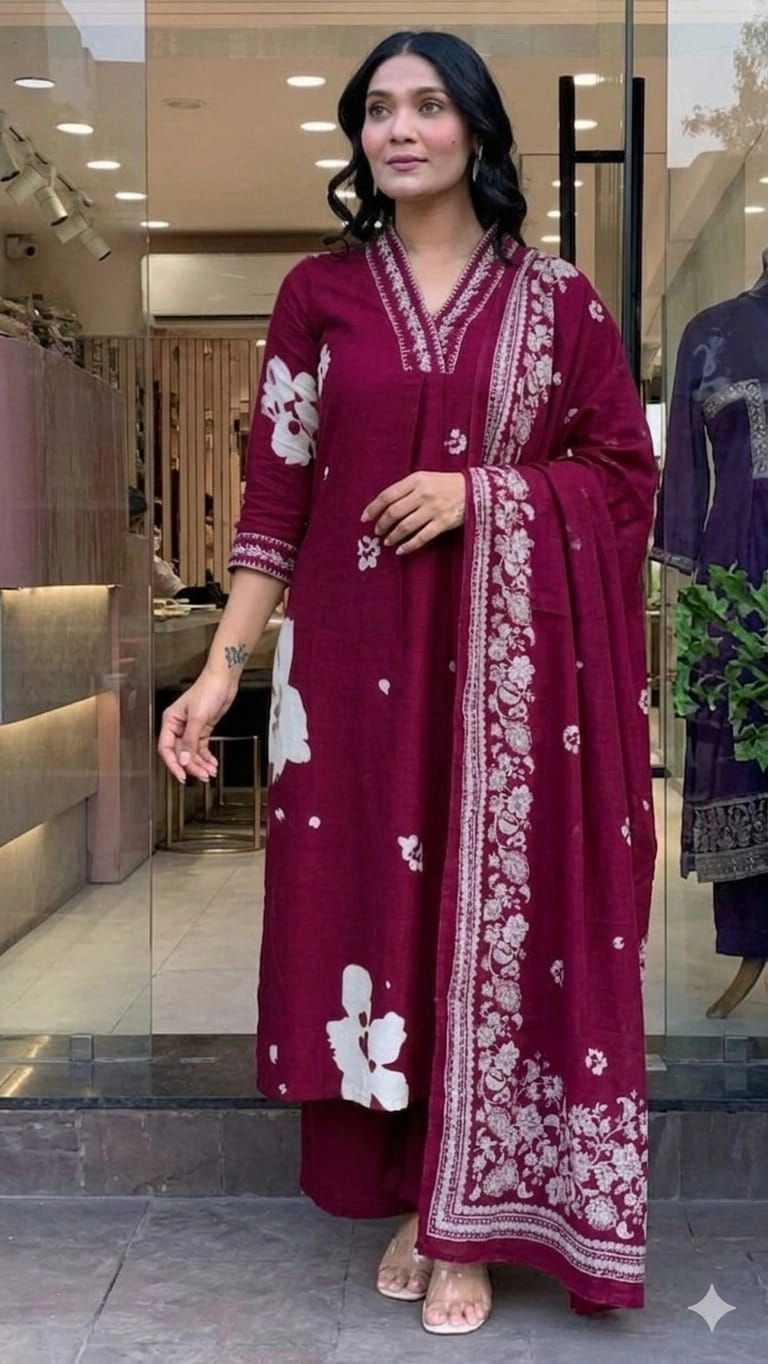 *Beautiful Cotton 3 PC 60*60 Kurtis with Mulmal duptta* 6