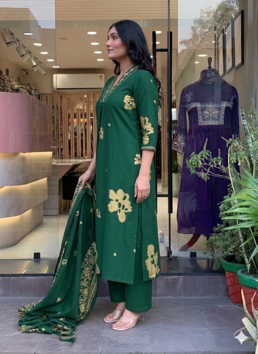 *Beautiful Cotton 3 PC 60*60 Kurtis with Mulmal duptta* 9