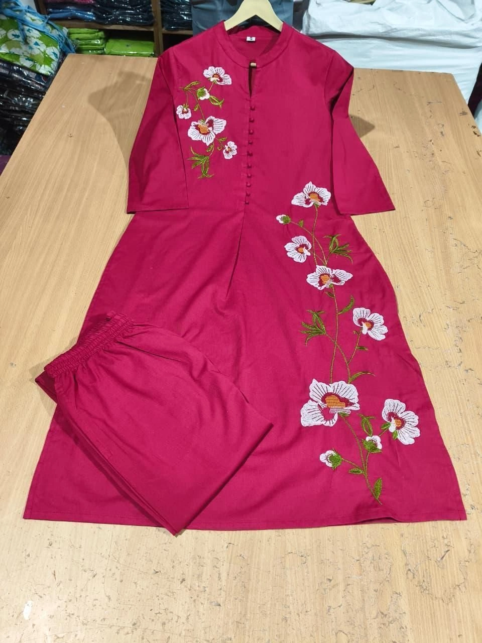 👗 *Cotton two piece set with  two pockets in pant and  Complete embroidery work* 7