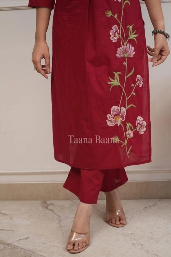 👗 *Cotton two piece set with  two pockets in pant and  Complete embroidery work* 9