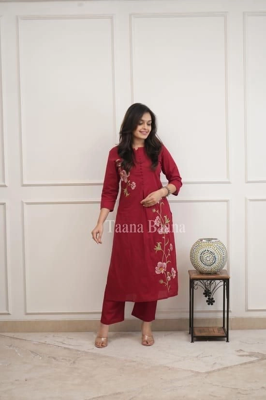 👗 *Cotton two piece set with  two pockets in pant and  Complete embroidery work* 10