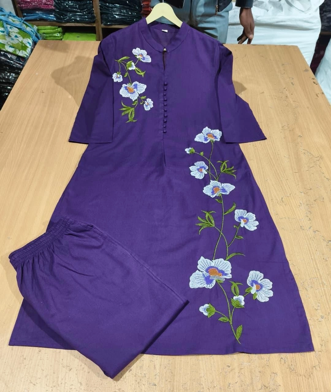 👗 *Cotton two piece set with  two pockets in pant and  Complete embroidery work* 12