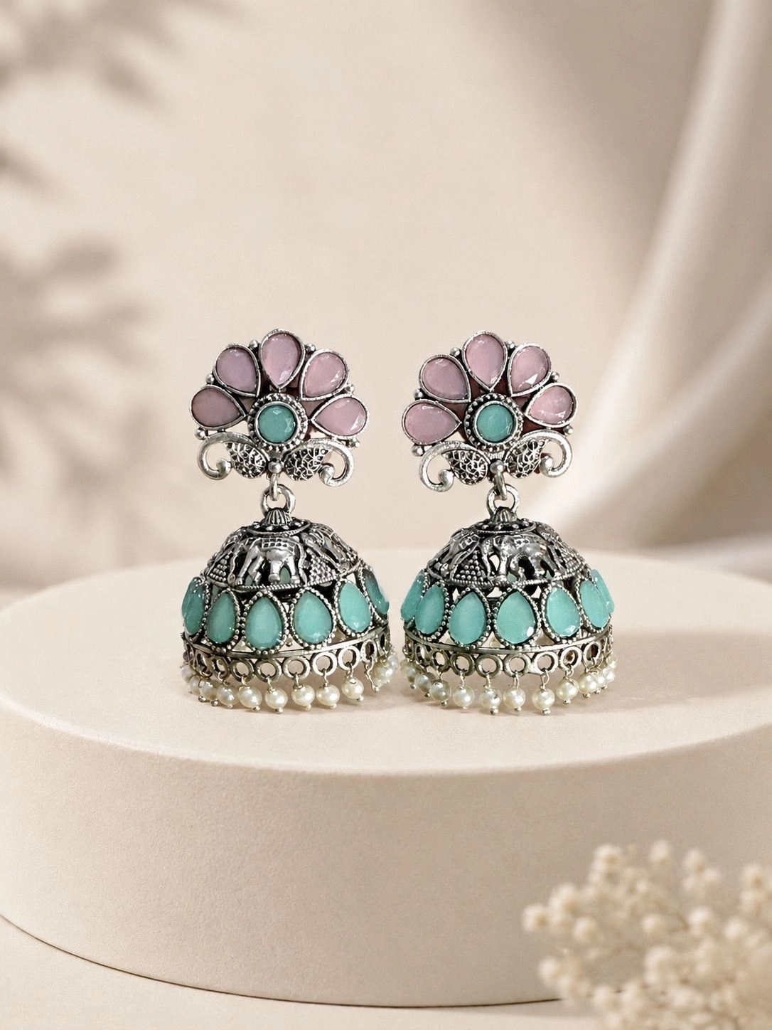Sakura Mint Jhumkas 2